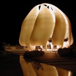 The night view of a model of the new Bahá'í House of Worship to be built in Chile.